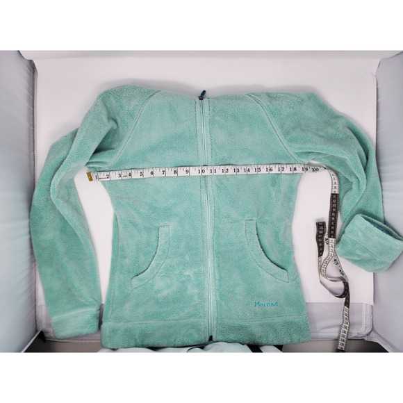 Marmot Fuzzy Hooded Fleece Lined Full Zip‎ Jacket Green Size Small - Picture 4 of 8